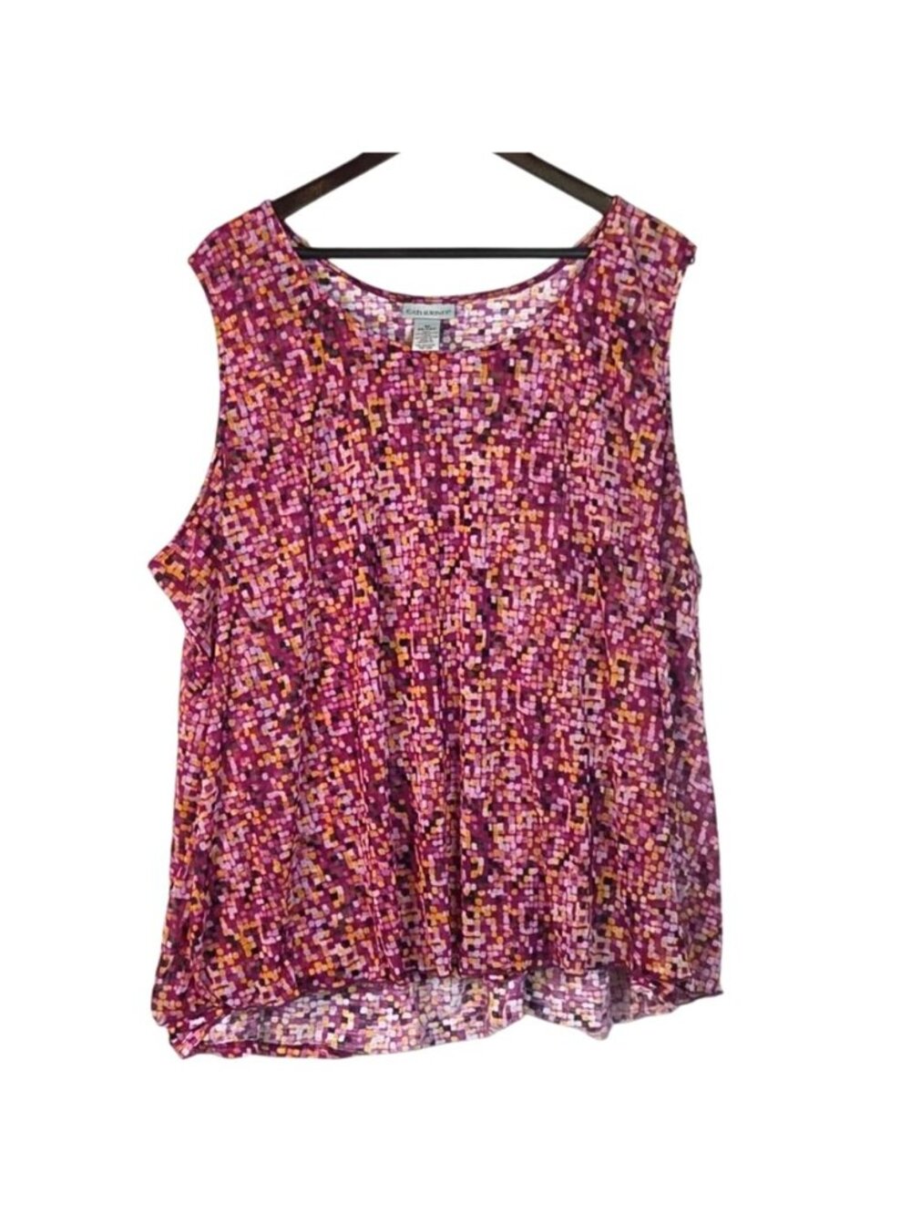 Catherines Pink Geometric Print Sleeveless Scoop Neck Tank Top Plus Size 3X